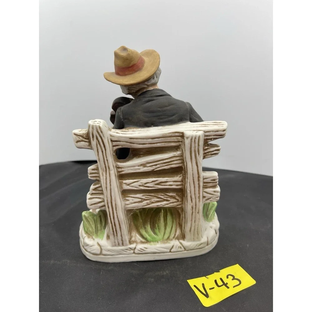 Old Man Sitting On Bench Play Violin With Dog Capodimonte Tag - Picture 5 of 10